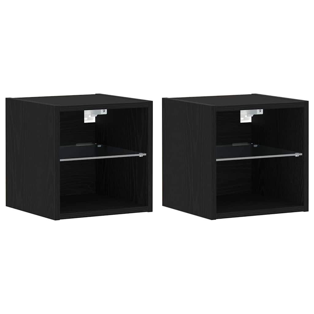 LED Side Table with Black Finished Wood