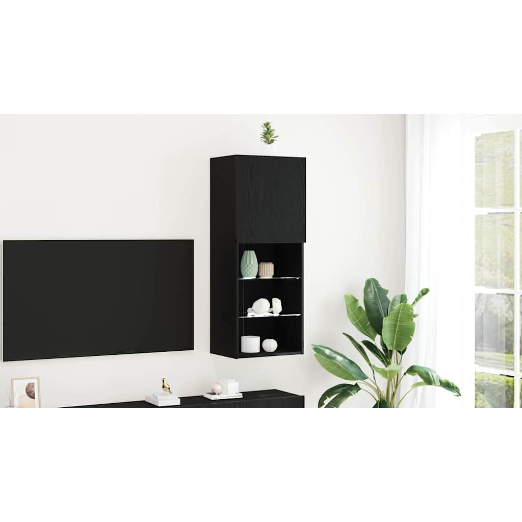 TV spintelių komplektas Juodas ąžuolas 40,5 x 30 x 102 cm