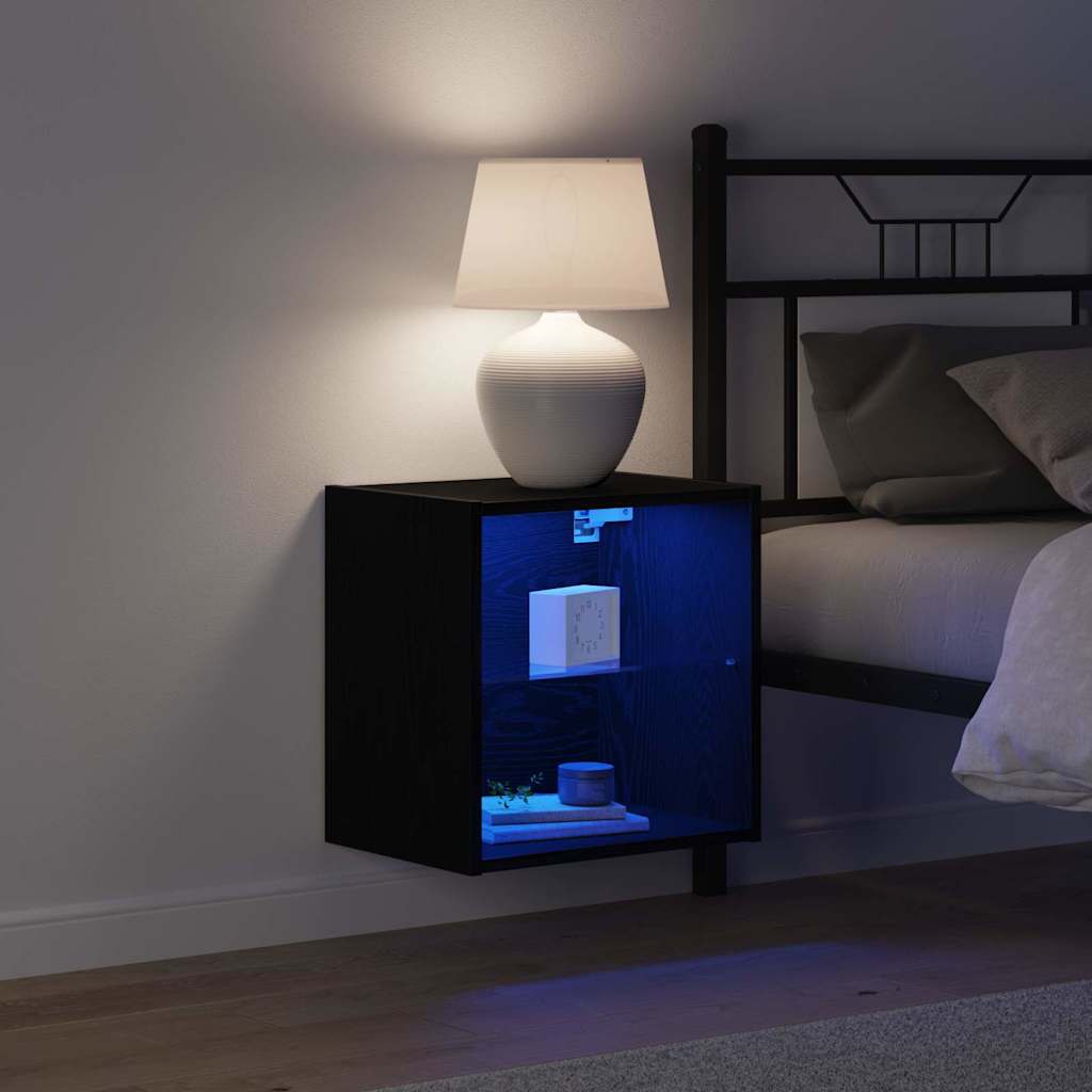 Floating shelf with shelf 2 pcs Black 40 x 28.5 x 40 cm
