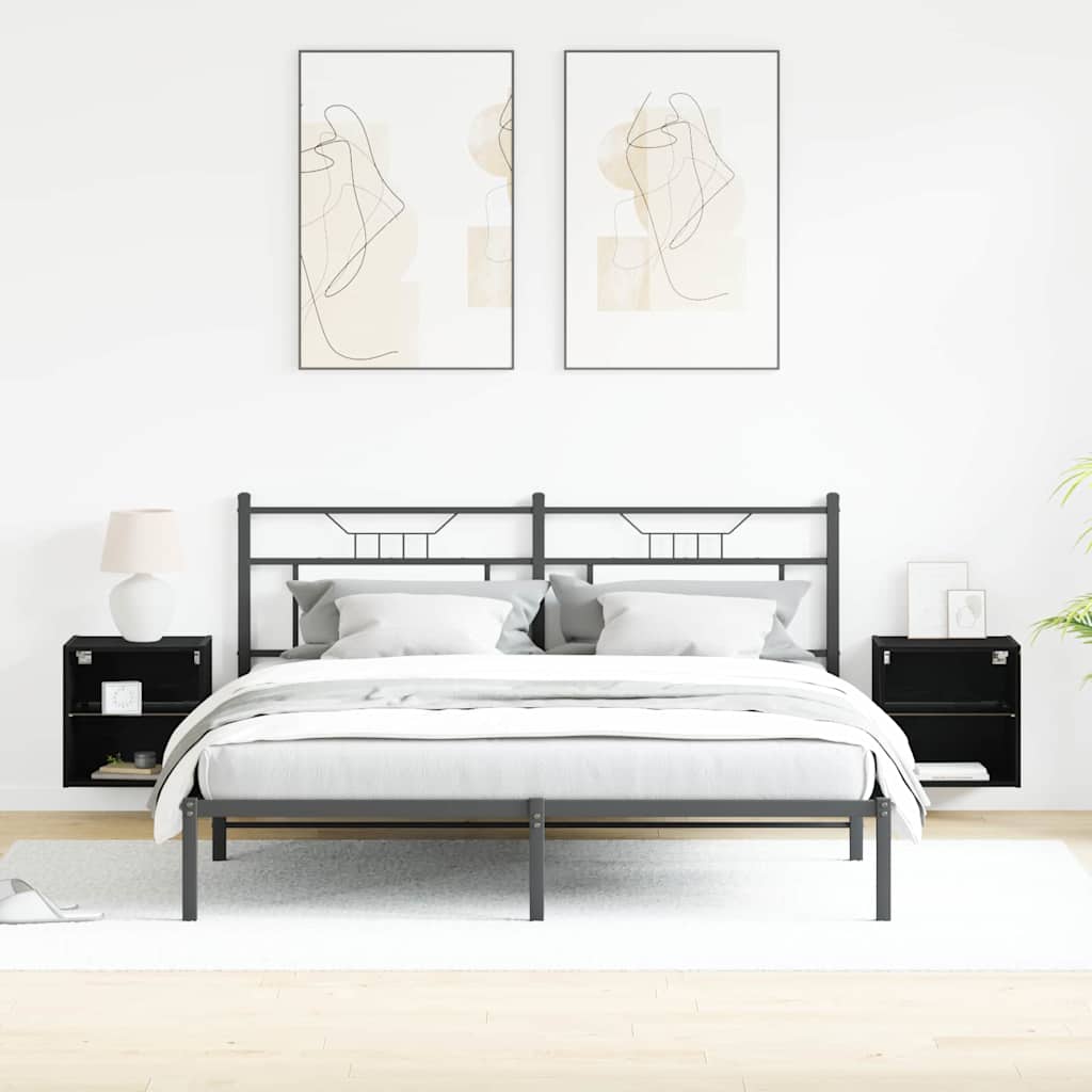 Floating shelf with shelf 2 pcs Black 40 x 28.5 x 40 cm