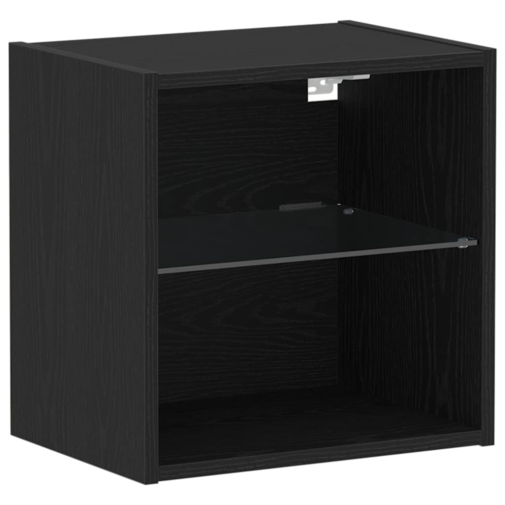 Floating shelf with shelf 2 pcs Black 40 x 28.5 x 40 cm