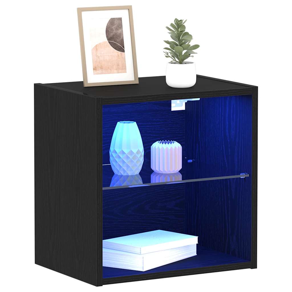 Floating shelf with shelf 2 pcs Black 40 x 28.5 x 40 cm
