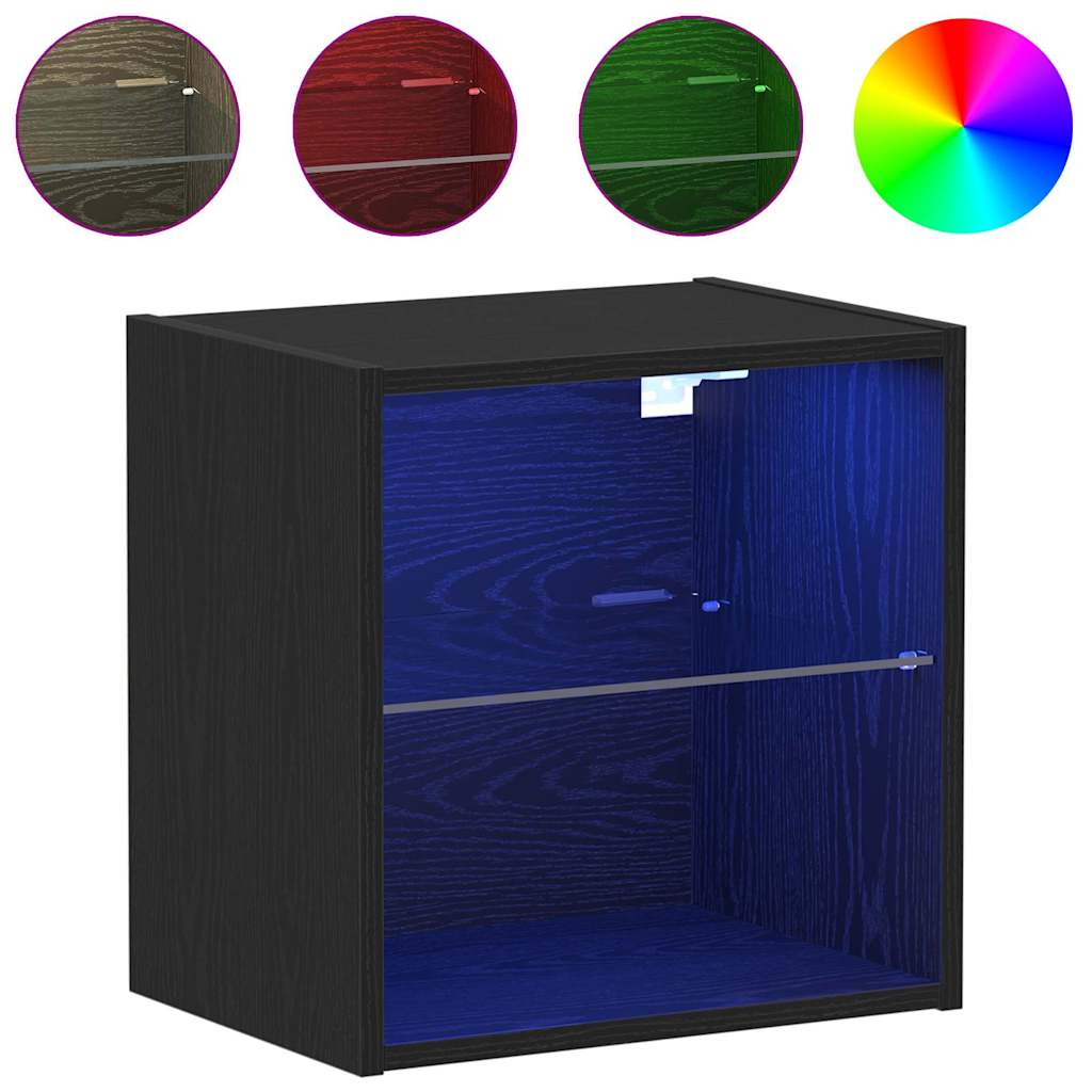 Floating shelf with shelf 2 pcs Black 40 x 28.5 x 40 cm