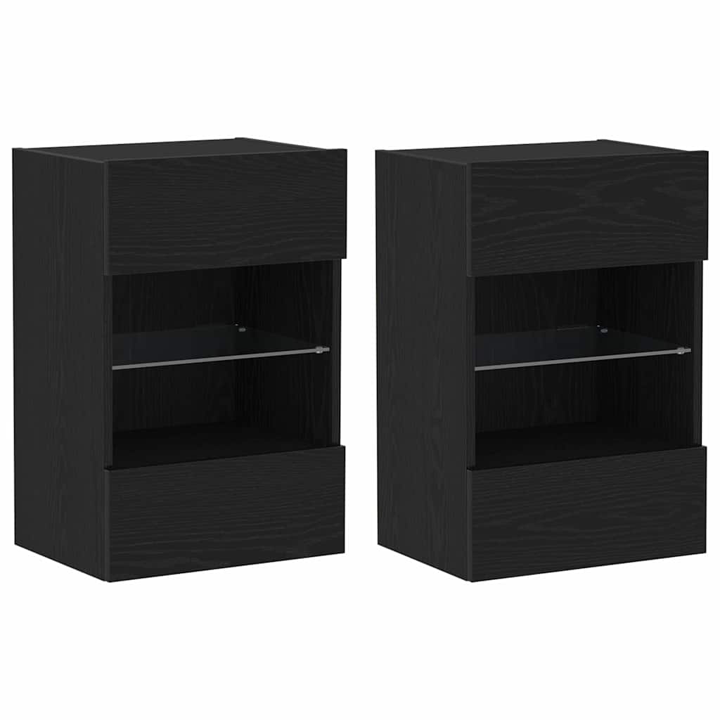 Televizoriaus spintelė 2 pcs Juoda 40 x 30 x 60.5 cm