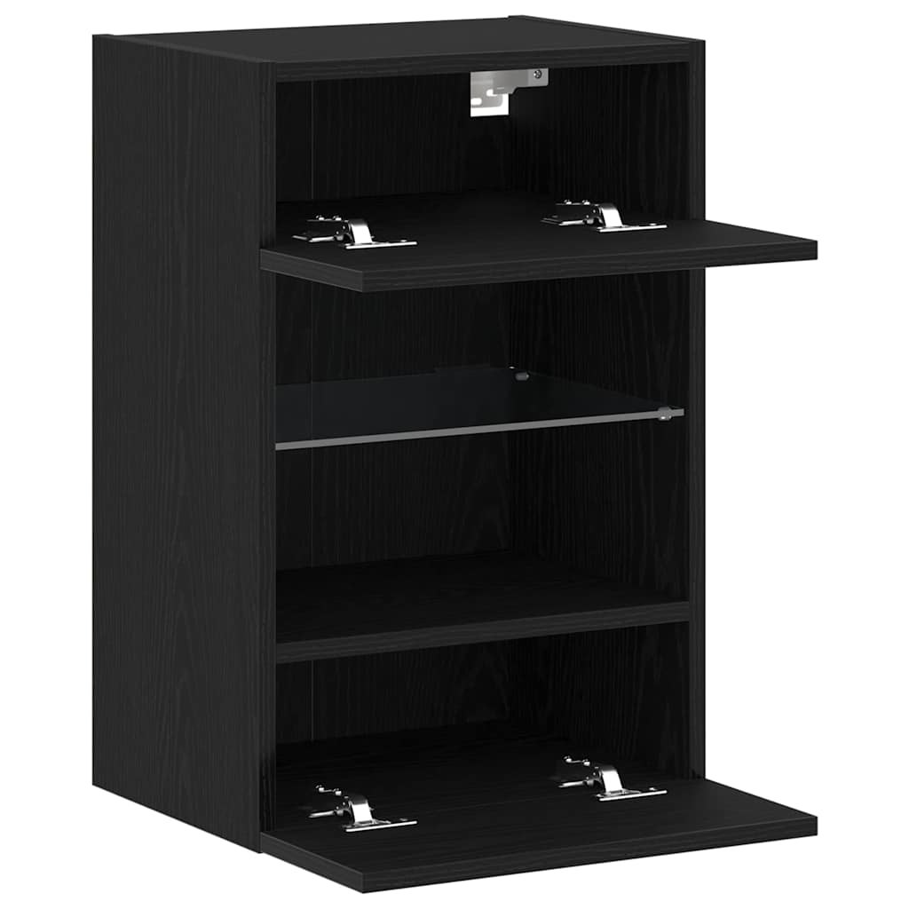 Televizoriaus spintelė 2 pcs Juoda 40 x 30 x 60.5 cm