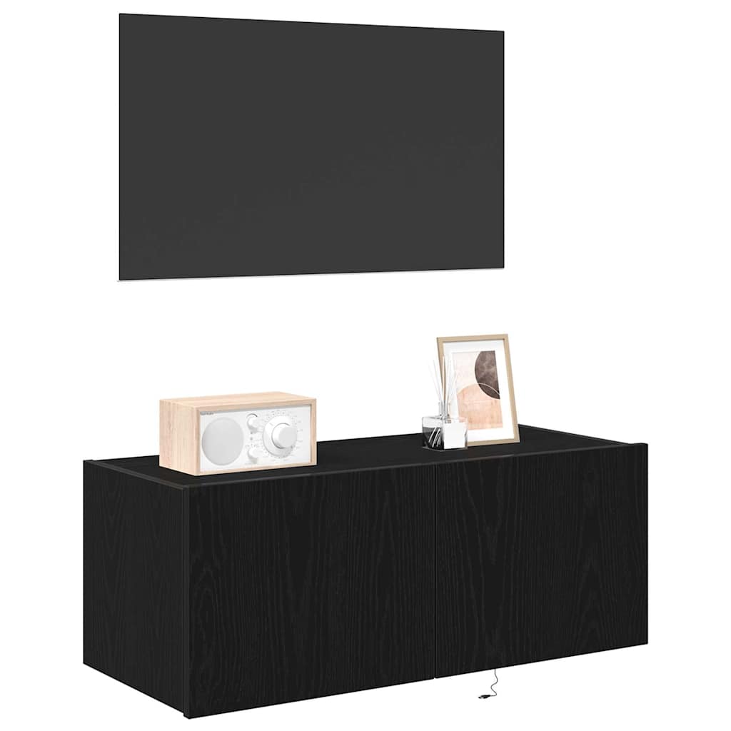 TV sieninė spintelė Juodas ąžuolas 80 x 35 x 31 cm
