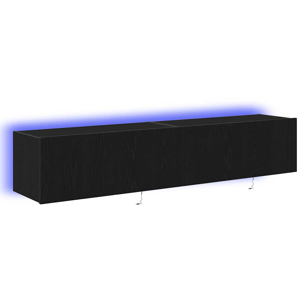 TV wall cabinet 2 pcs Black oak 80 x 35 x 31 cm