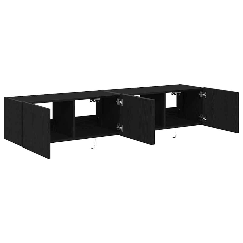 TV wall cabinet 2 pcs Black oak 80 x 35 x 31 cm