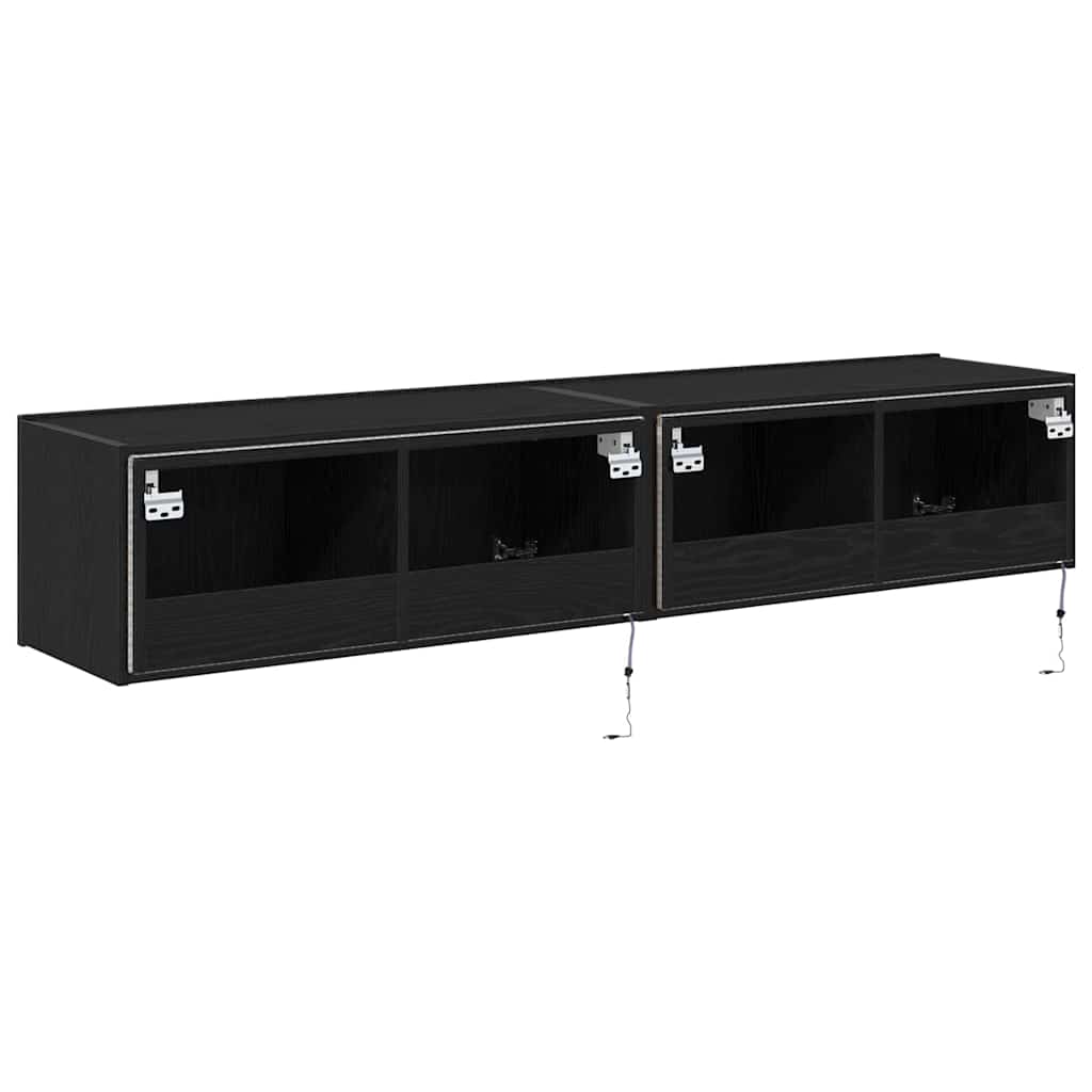 TV wall cabinet 2 pcs Black oak 80 x 35 x 31 cm