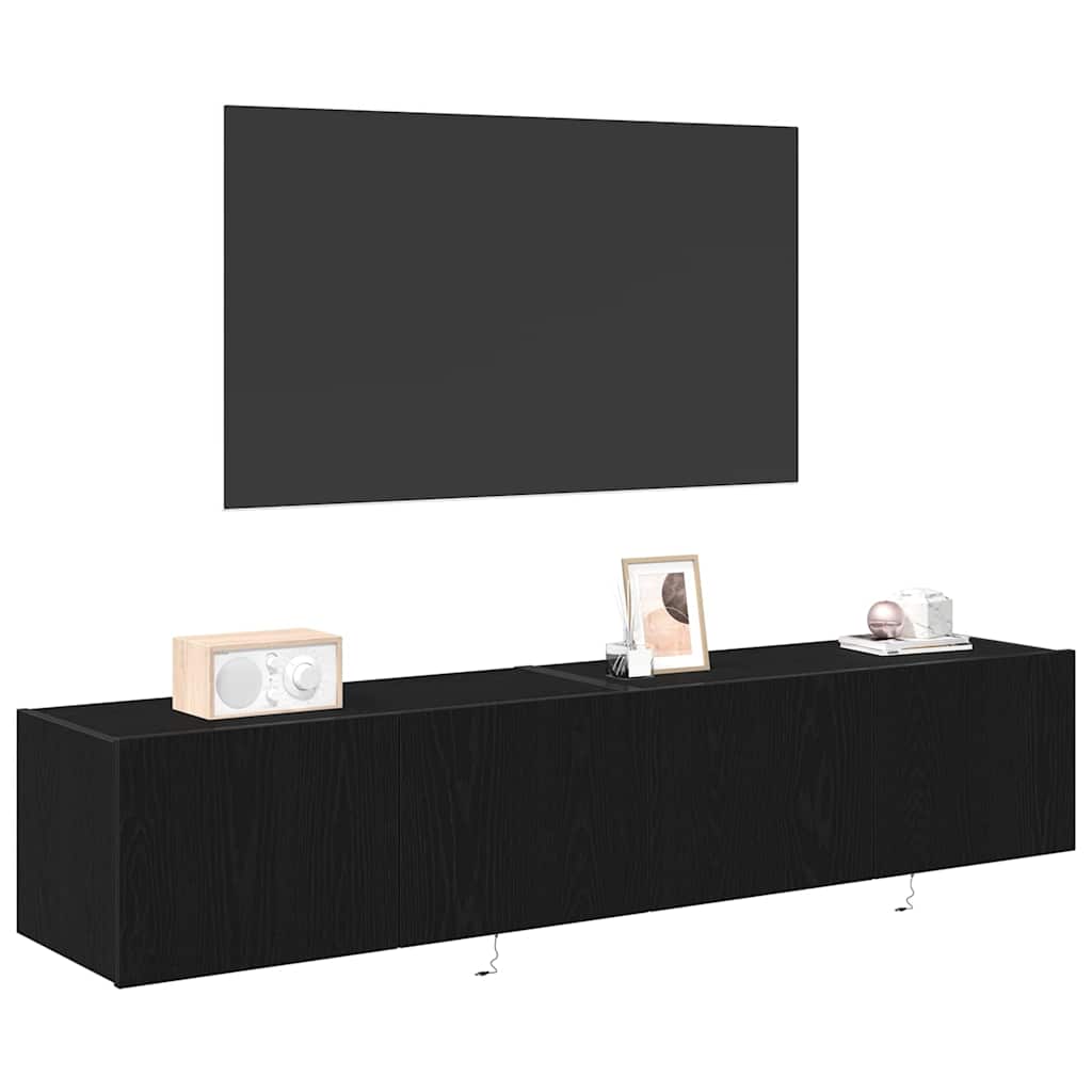 TV wall cabinet 2 pcs Black oak 80 x 35 x 31 cm
