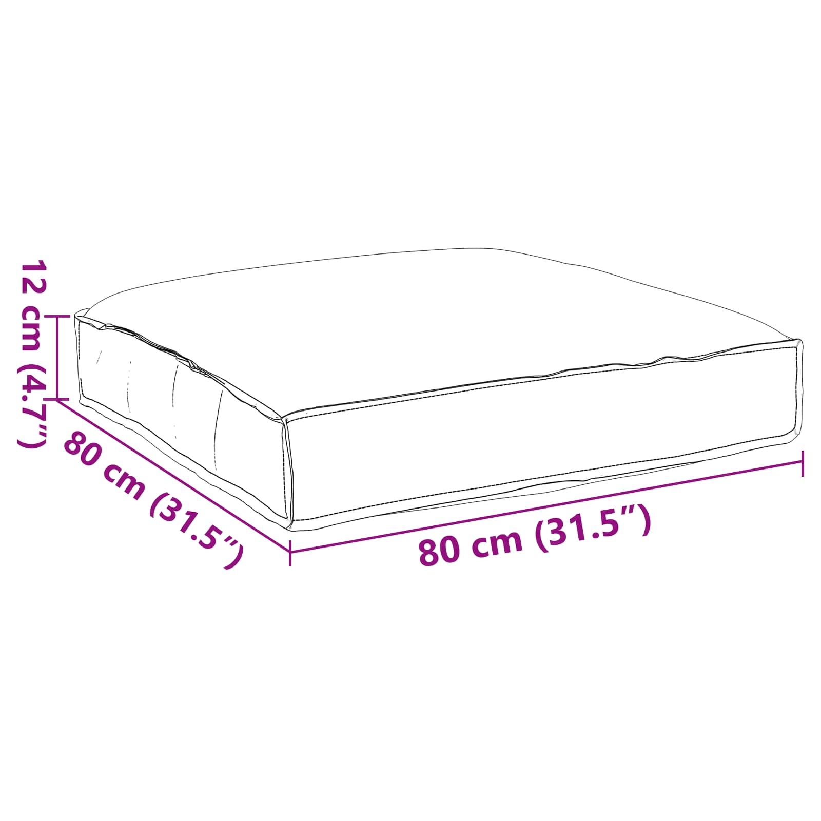 Pagalvėlė Vyno raudona 80 x 80 x 12 cm Oksfordo audinys