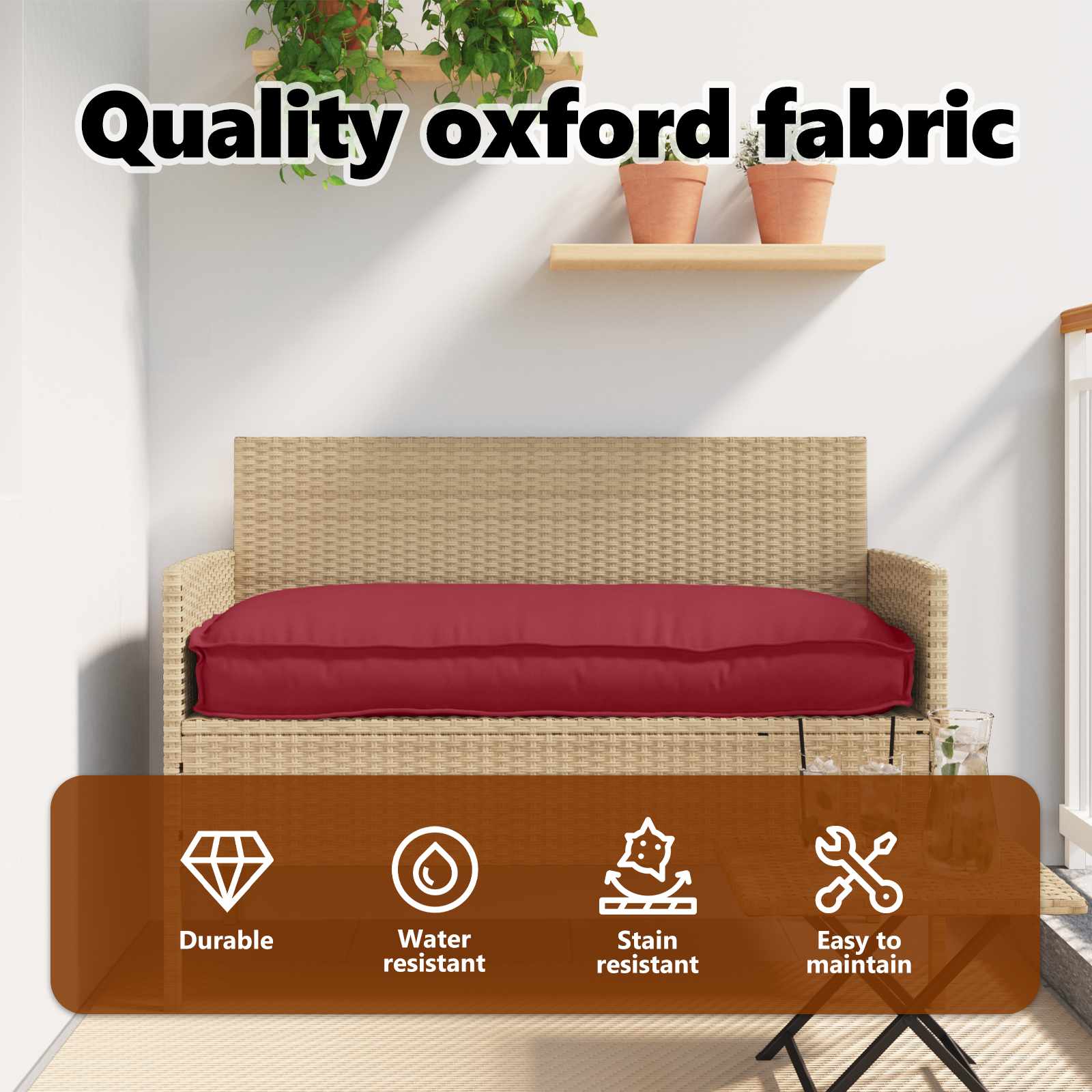 Pagalvėlė Vyno raudona 120 x 60 x 12 cm Oksfordo audinys