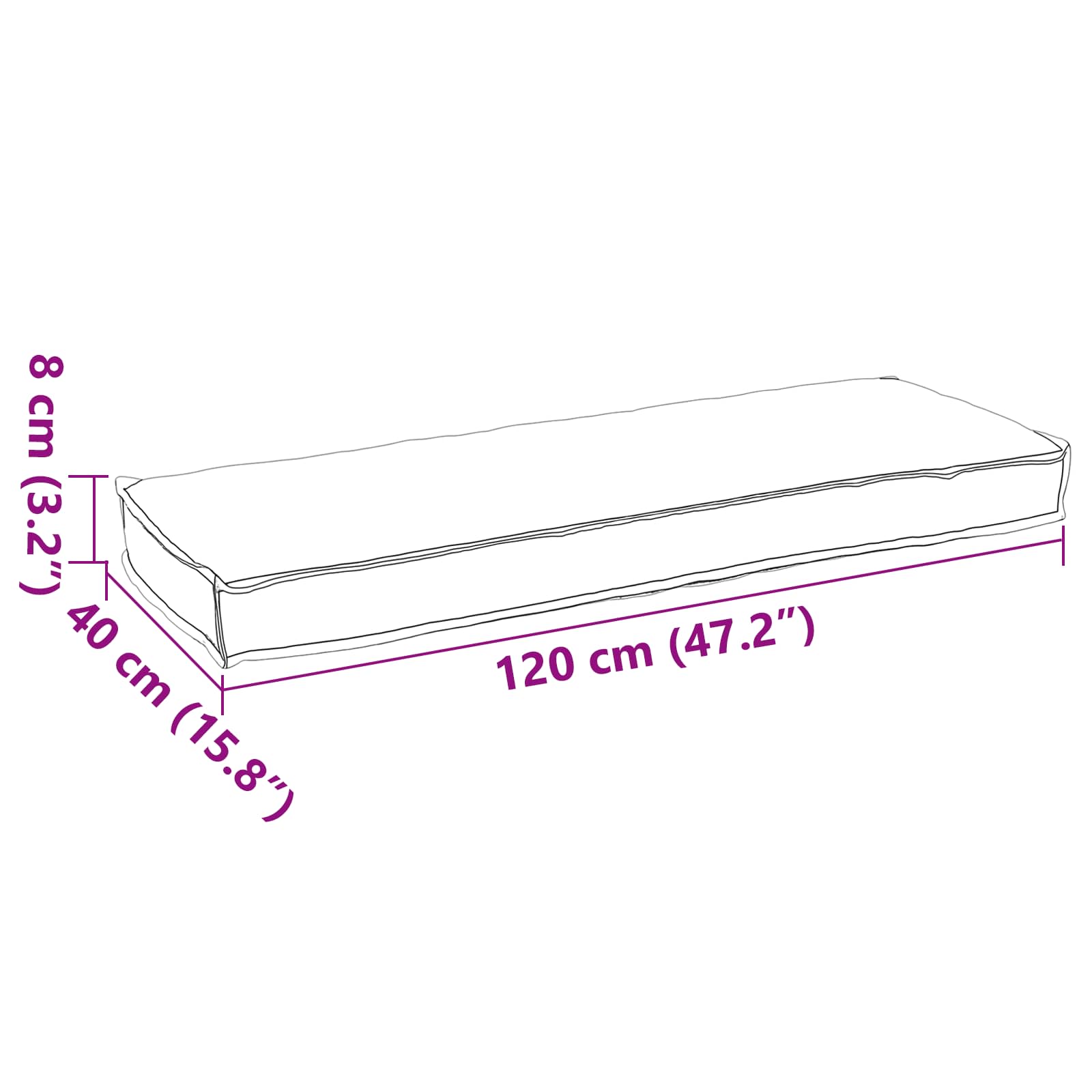 Pallet cushion for bench Anthracite 120 x 40 x 8 cm