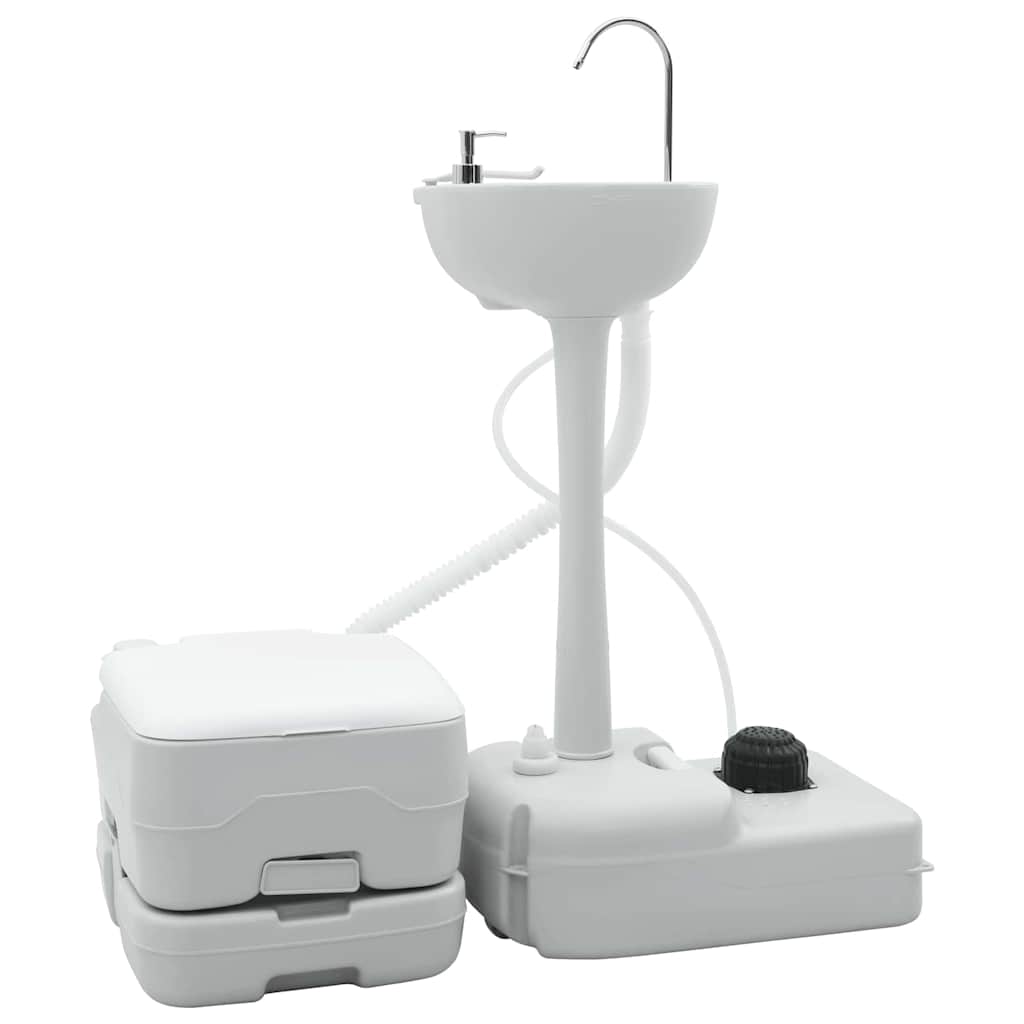 Camping Toilet 2 pcs Grey, White. 50.5 x 33 x 103 cm