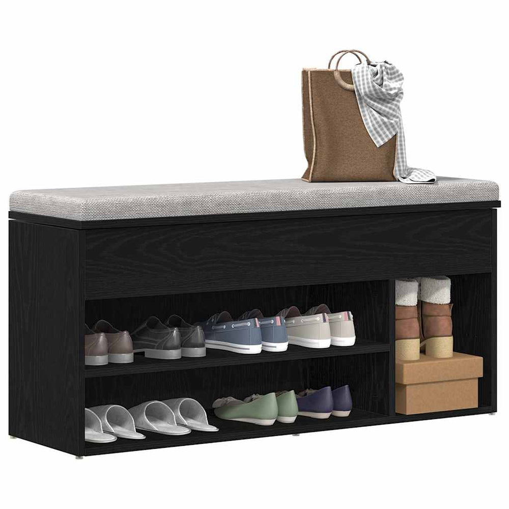 Shoe Bench Black Oak 102x30.5x45 cm Engineered Wood