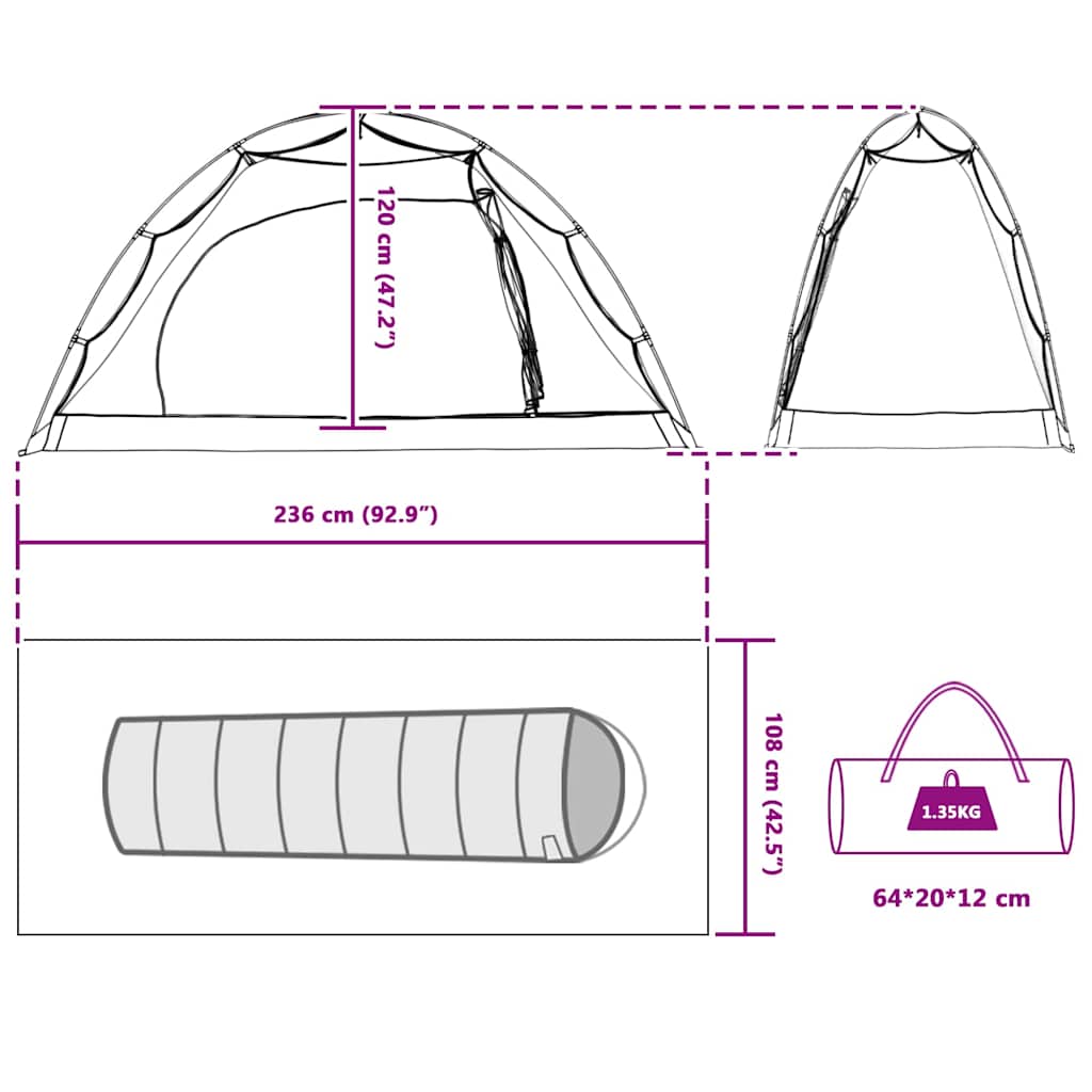 Telts ar jumtu Cita Pelēks un melns 236 x 108 x 120 cm
