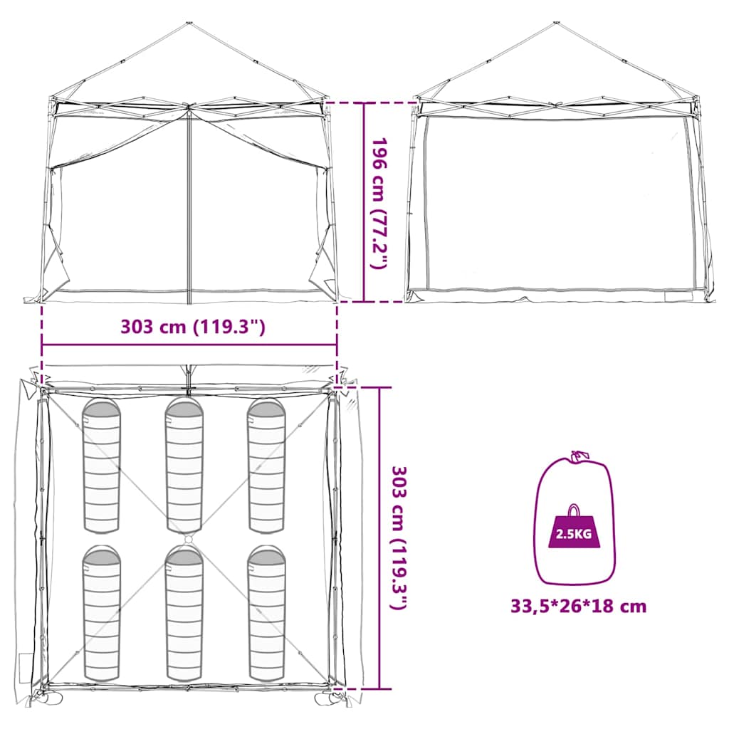 Tinklinė vidinė palapinė Pilka 303 x 303 cm