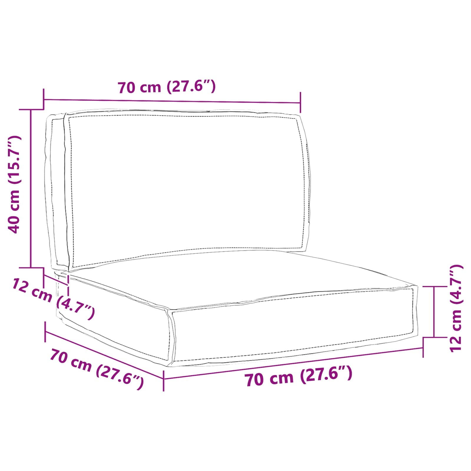 Pallet cushion set 2 pcs Black Oxford fabric