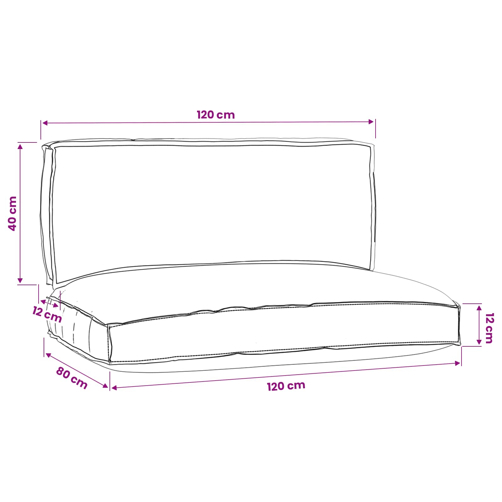 Pallet pagalvių rinkinys 2 pcs Antracitas Oksfordo audinys