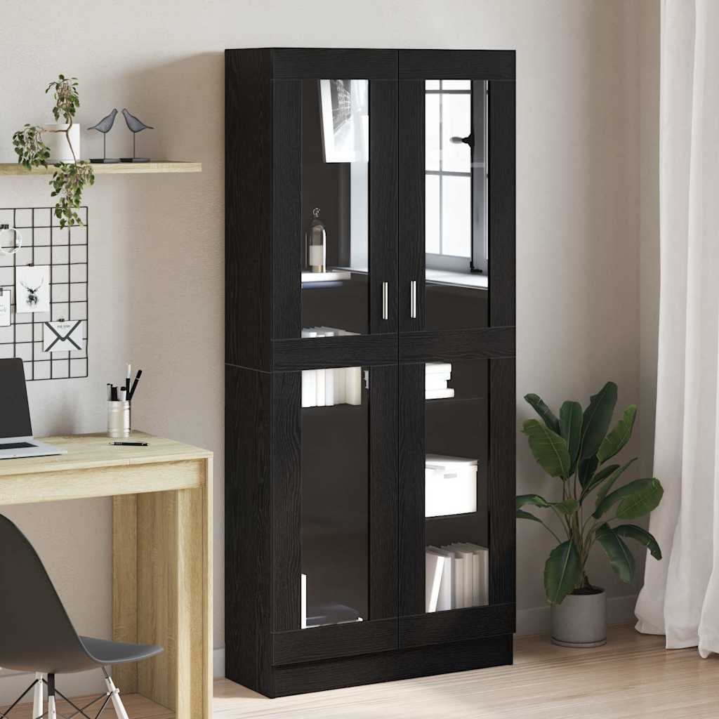 Knygų lentynos 2 vnt Juodos 82,5x30,5x185 cm Išdirbta mediena