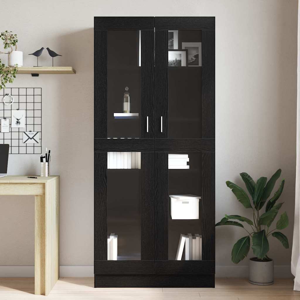 Knygų lentynos 2 vnt Juodos 82,5x30,5x185 cm Išdirbta mediena