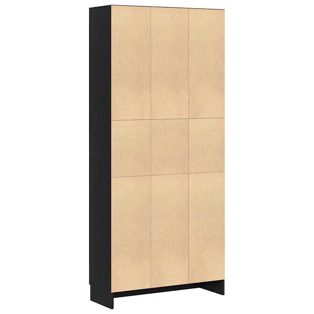 Knygų lentynos 2 vnt Juodos 82,5x30,5x185 cm Išdirbta mediena