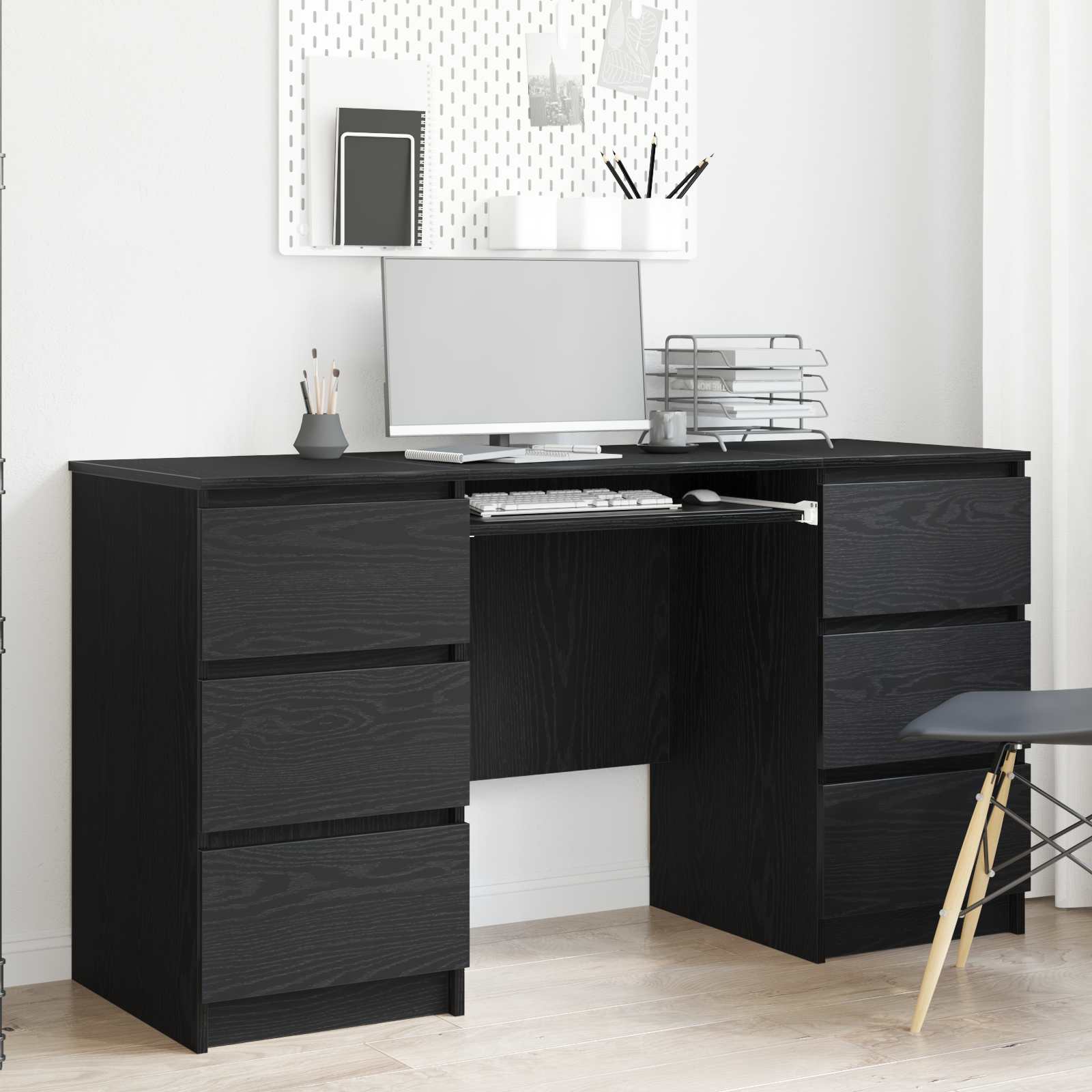 Desks 2 pcs Black 140x50x76 cm Engineered wood