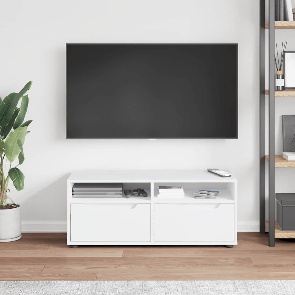 TV spintelė VISNES, balta, 100x40x38 cm, inžinerinė mediena