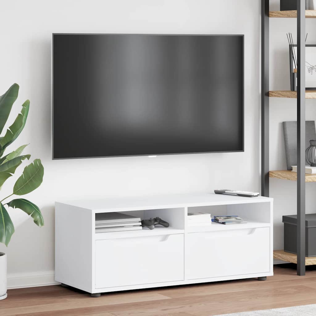 TV spintelė VISNES, balta, 100x40x38 cm, inžinerinė mediena