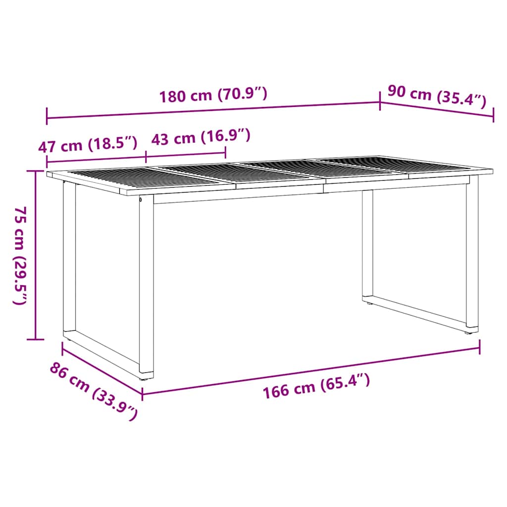 Sodo valgymo stalas Pilka 180 x 90 x 75 cm