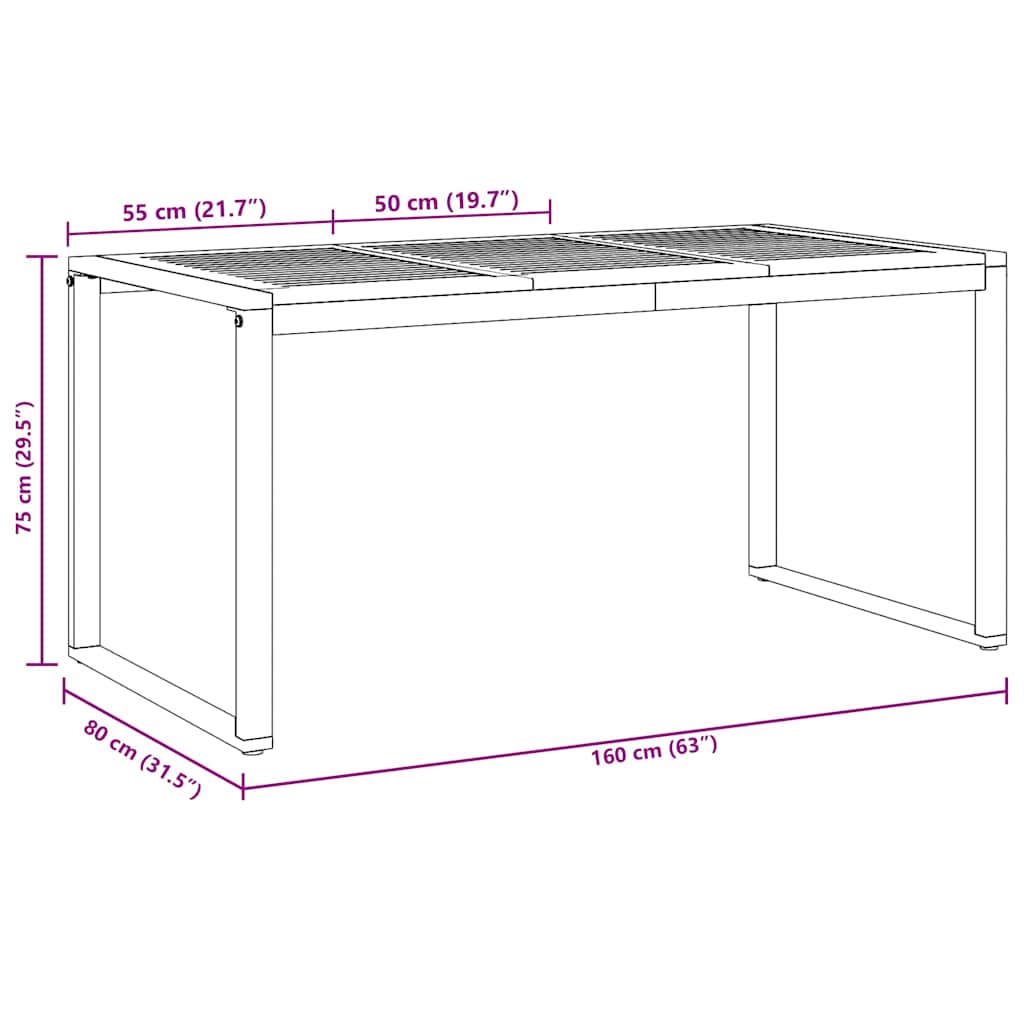 Sodo valgymo stalas Pilka 160 x 80 x 75 cm