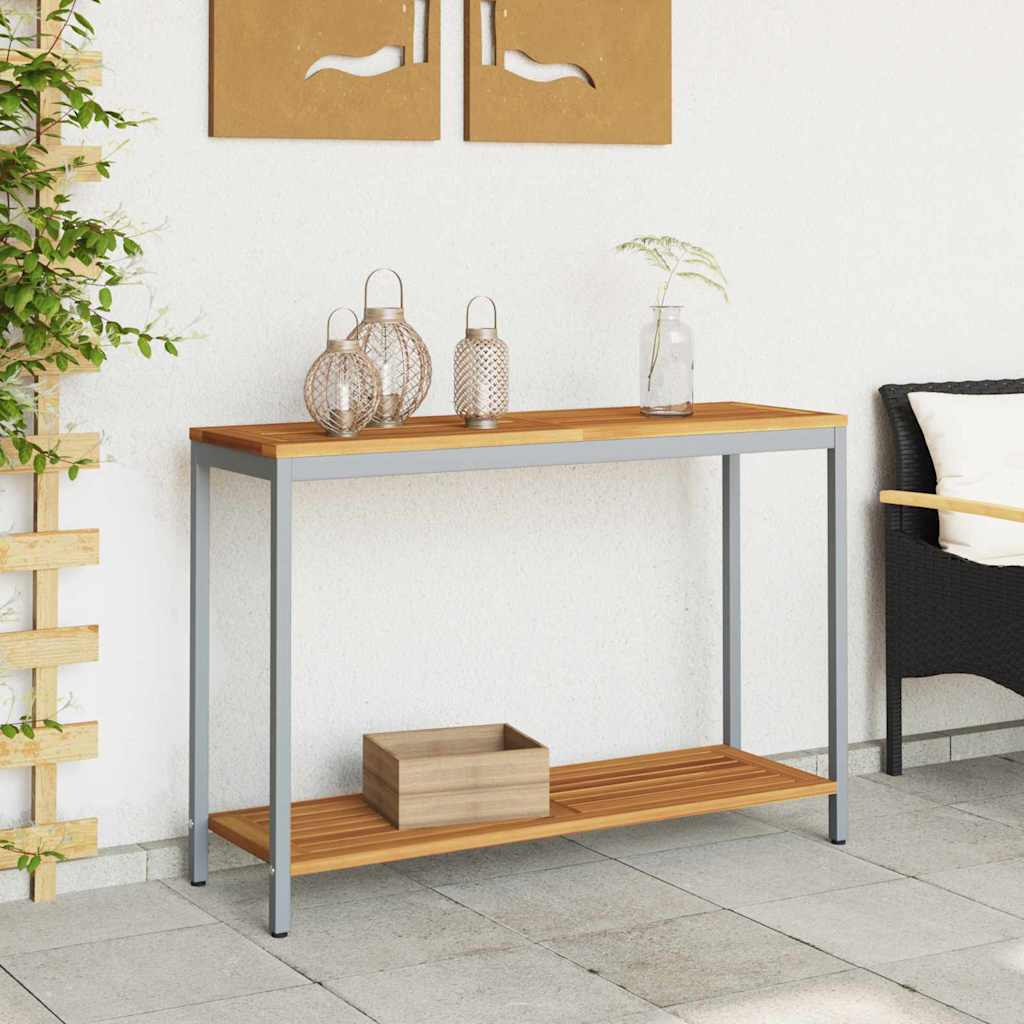 Āra galds ar uzglabāšanas vietu dabīgā un pelēkā krāsā 110 x 35 x 75 cm