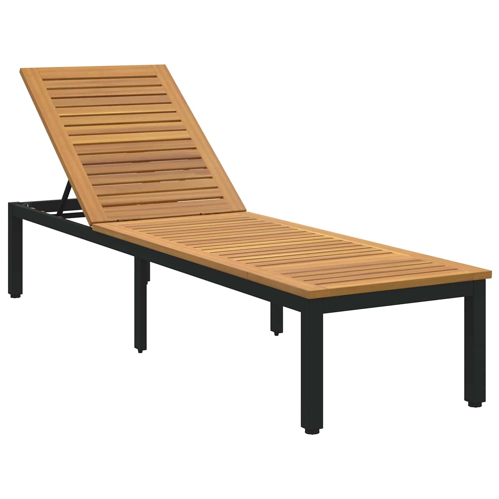 Sauļošanās krēsls Melns 200 x 55 x 35 cm Akācijas masīvkoks
