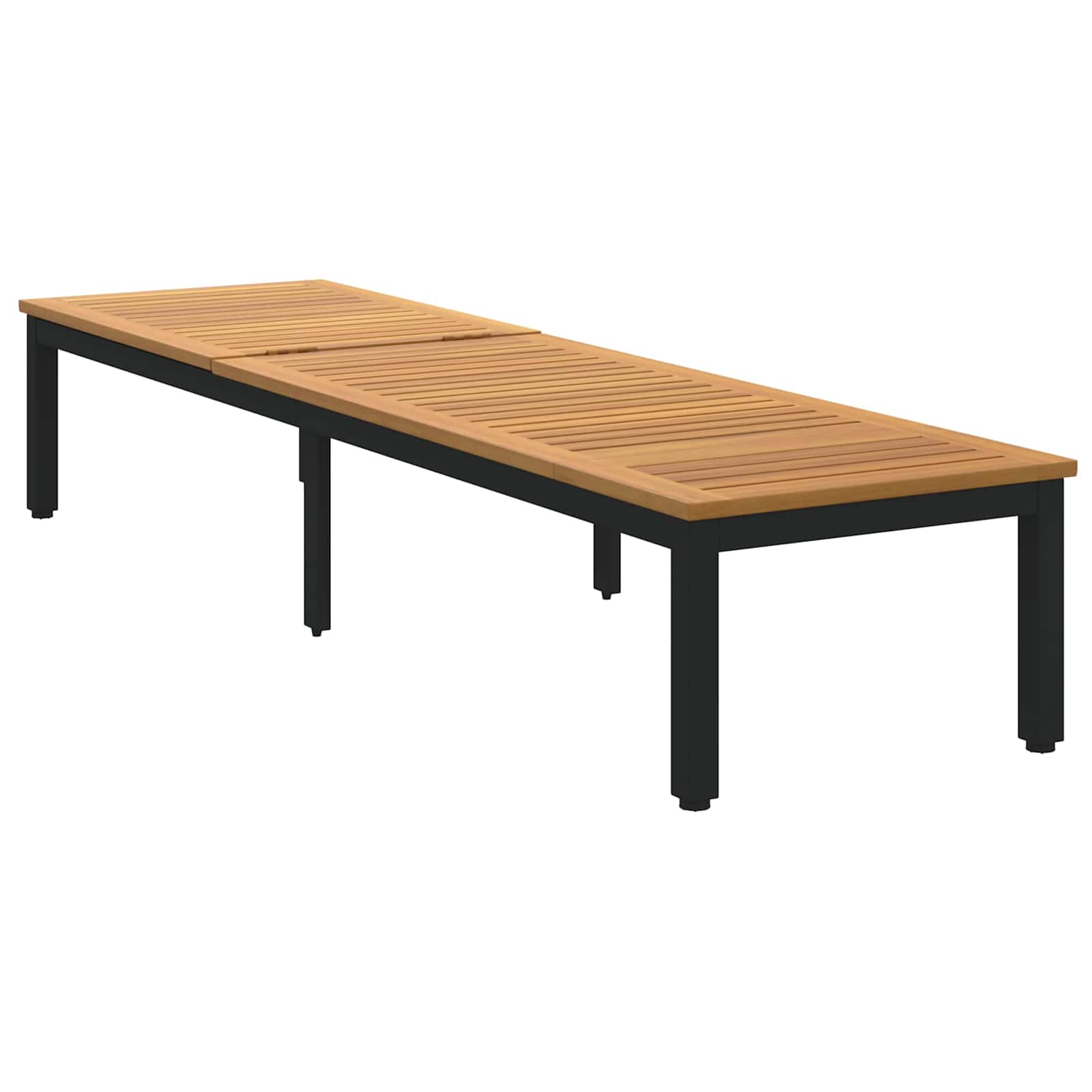 Sauļošanās krēsls Melns 200 x 55 x 35 cm Akācijas masīvkoks