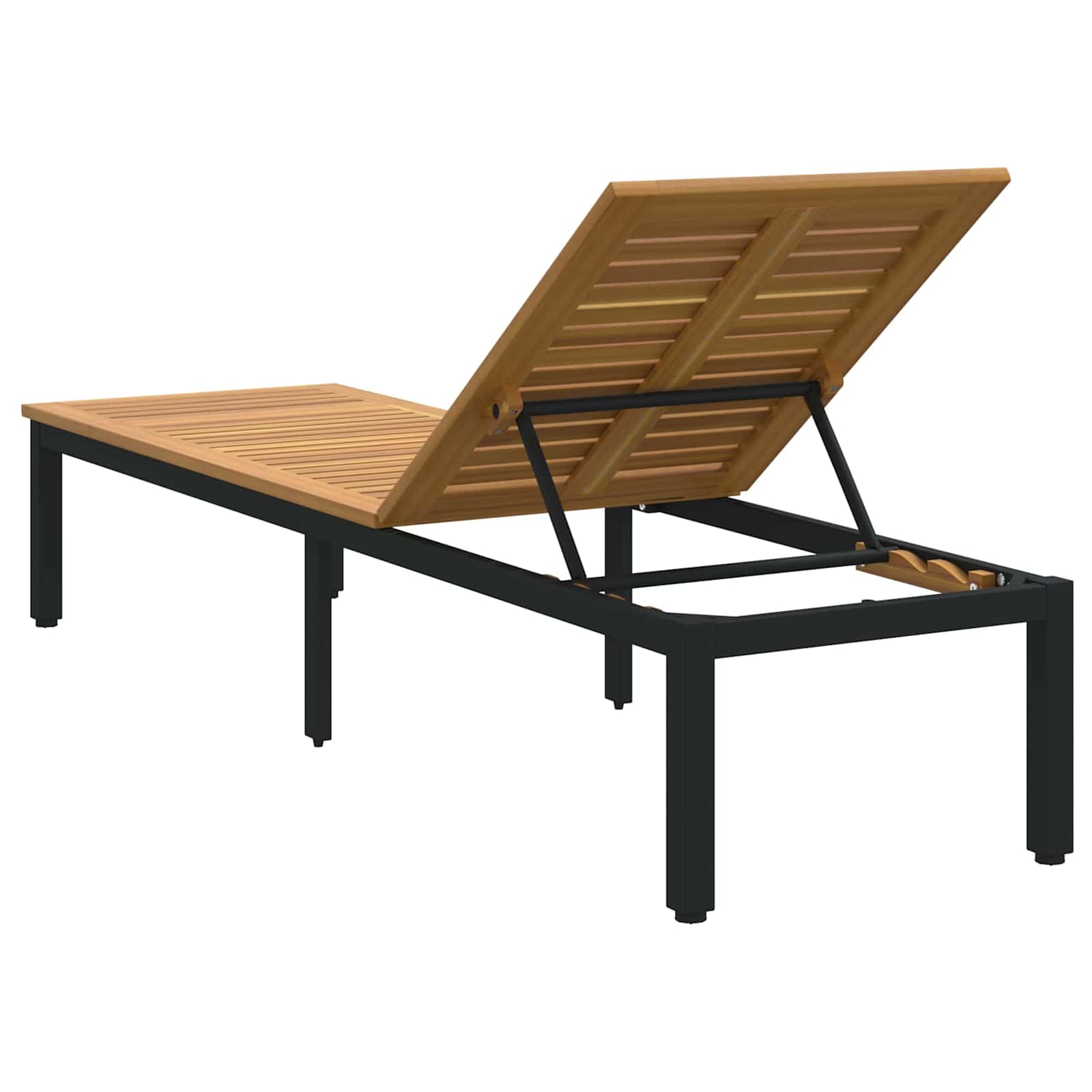 Sauļošanās krēsls Melns 200 x 55 x 35 cm Akācijas masīvkoks