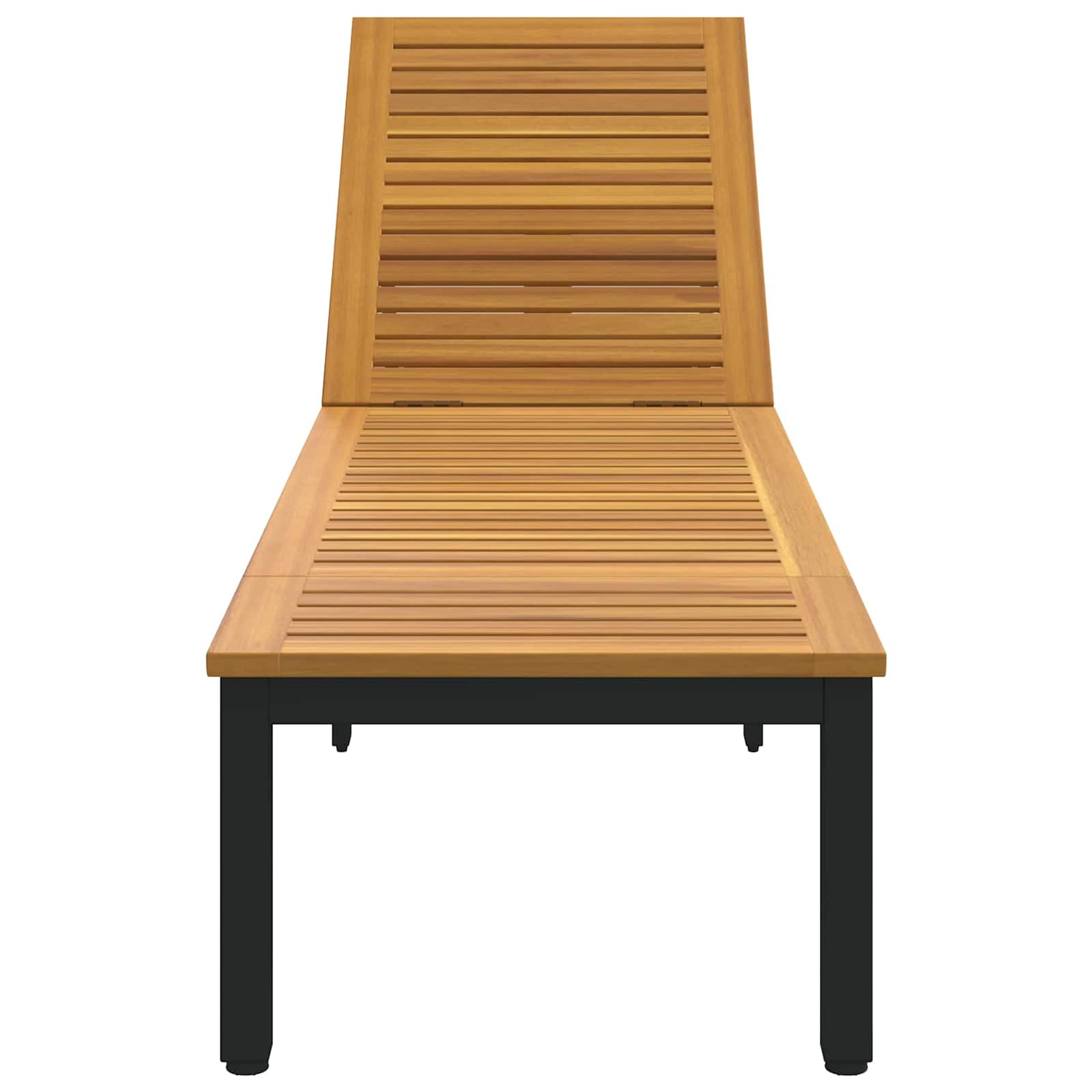 Sauļošanās krēsls Melns 200 x 55 x 35 cm Akācijas masīvkoks