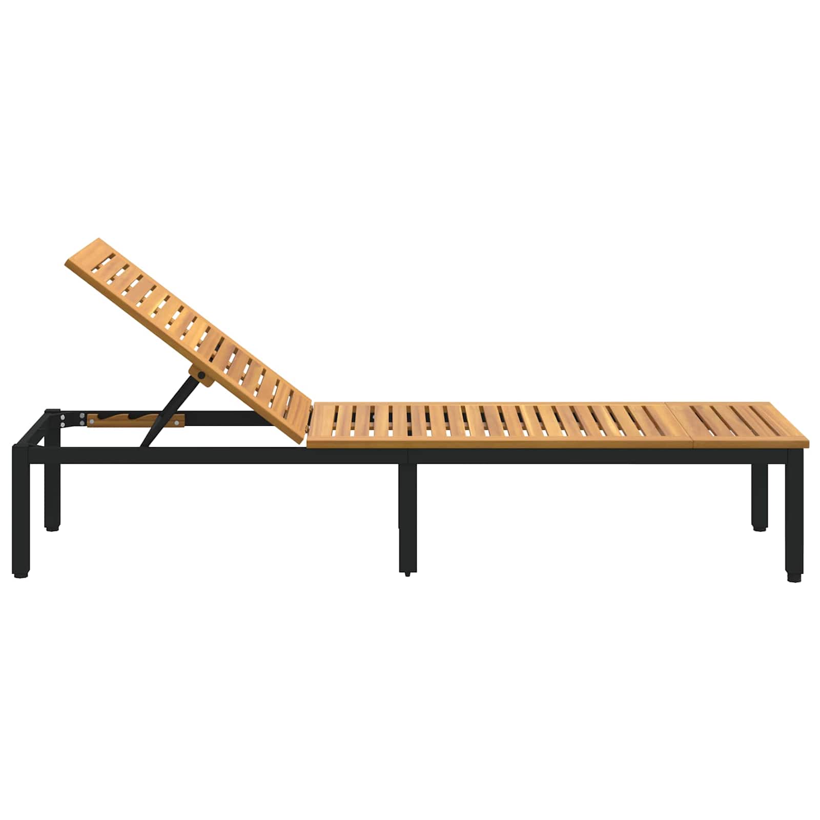 Sauļošanās krēsls Melns 200 x 55 x 35 cm Akācijas masīvkoks