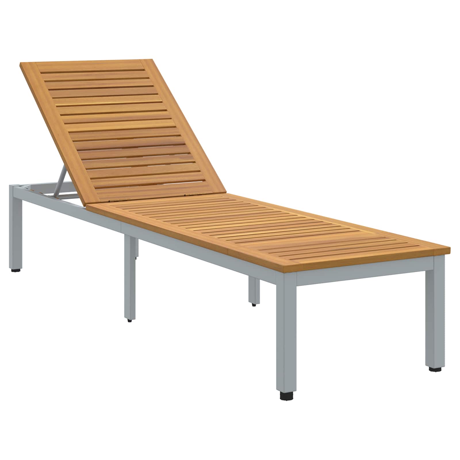 Saulės gultas Pilka 200 x 55 x 35cm Akacijos medienos masyvas