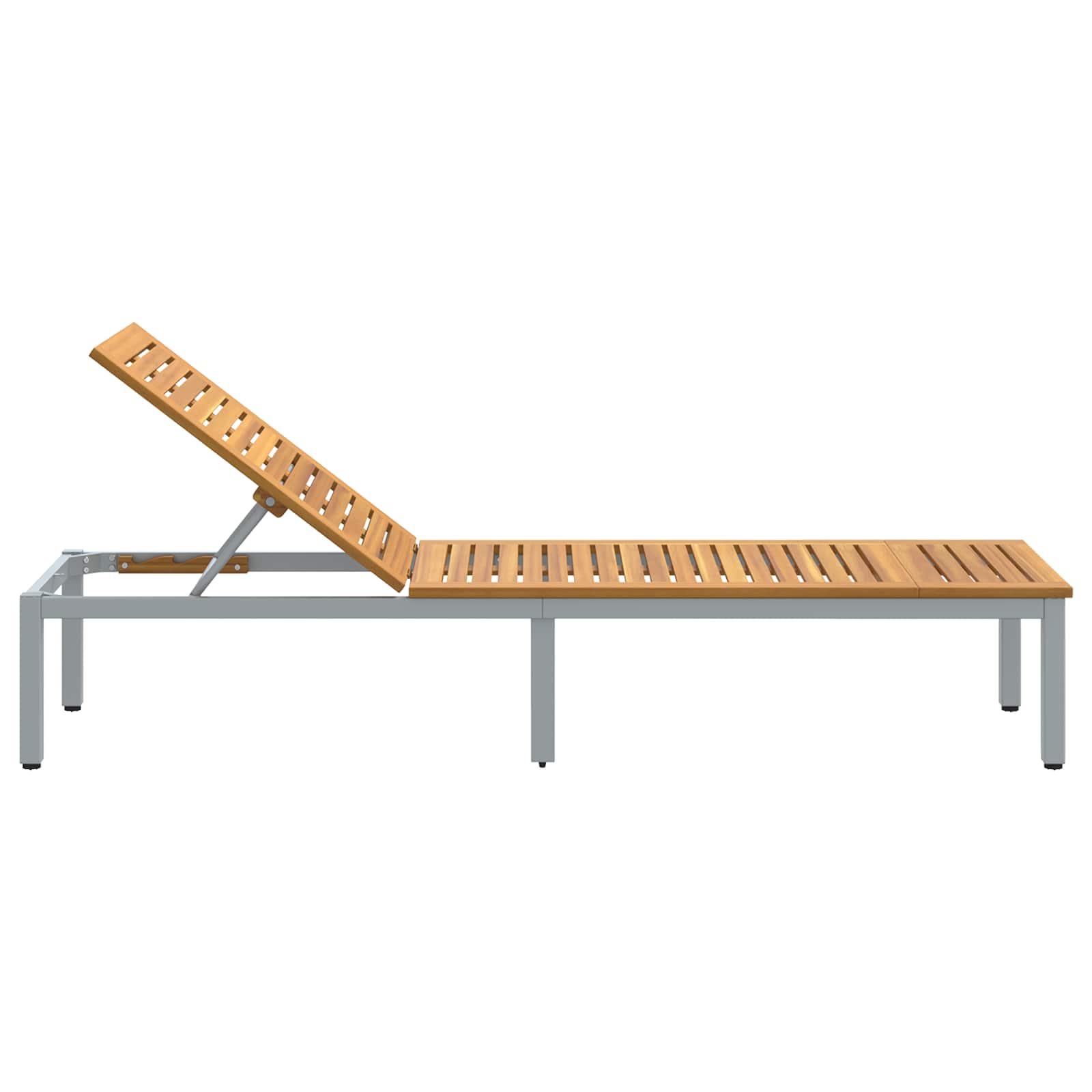 Saulės gultas Pilka 200 x 55 x 35cm Akacijos medienos masyvas