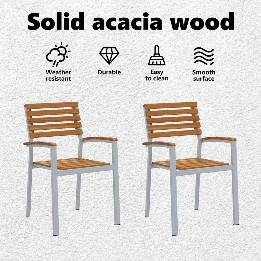 Sodo Kėdė 2 pcs Ruda 56 x 57 x 87cm Akacijos medienos masyvas
