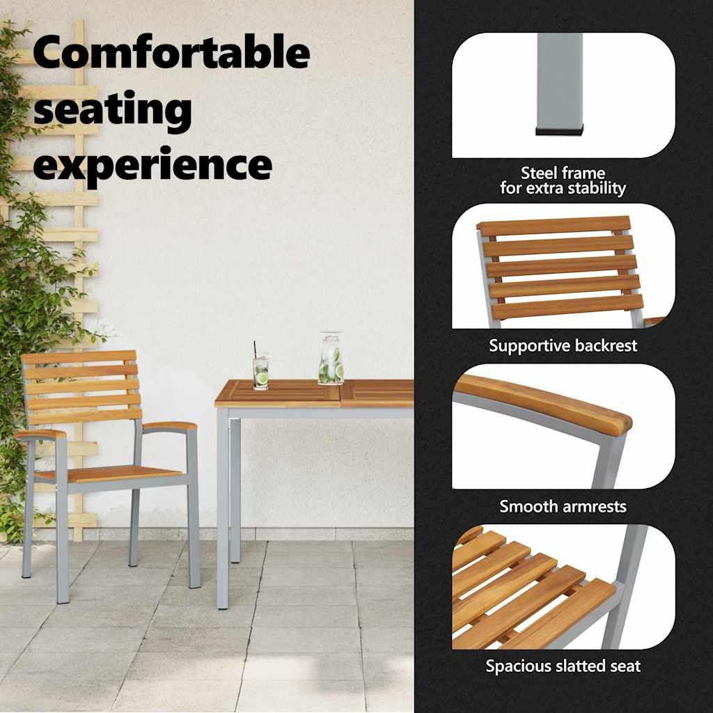 Sodo Kėdė 2 pcs Ruda 56 x 57 x 87cm Akacijos medienos masyvas