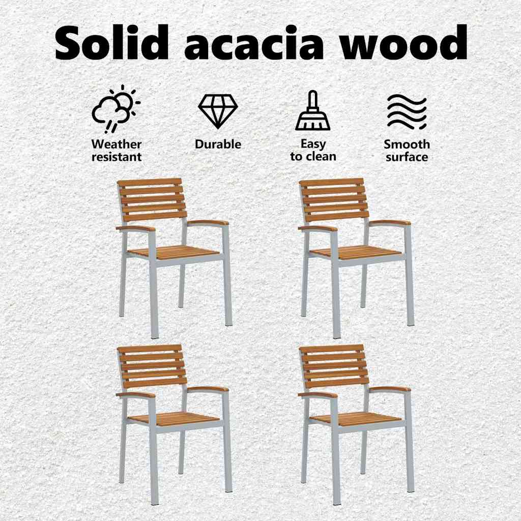 Sodo Kėdė 4 pcs Ruda 56 x 57 x 87cm Akacijos medienos masyvas