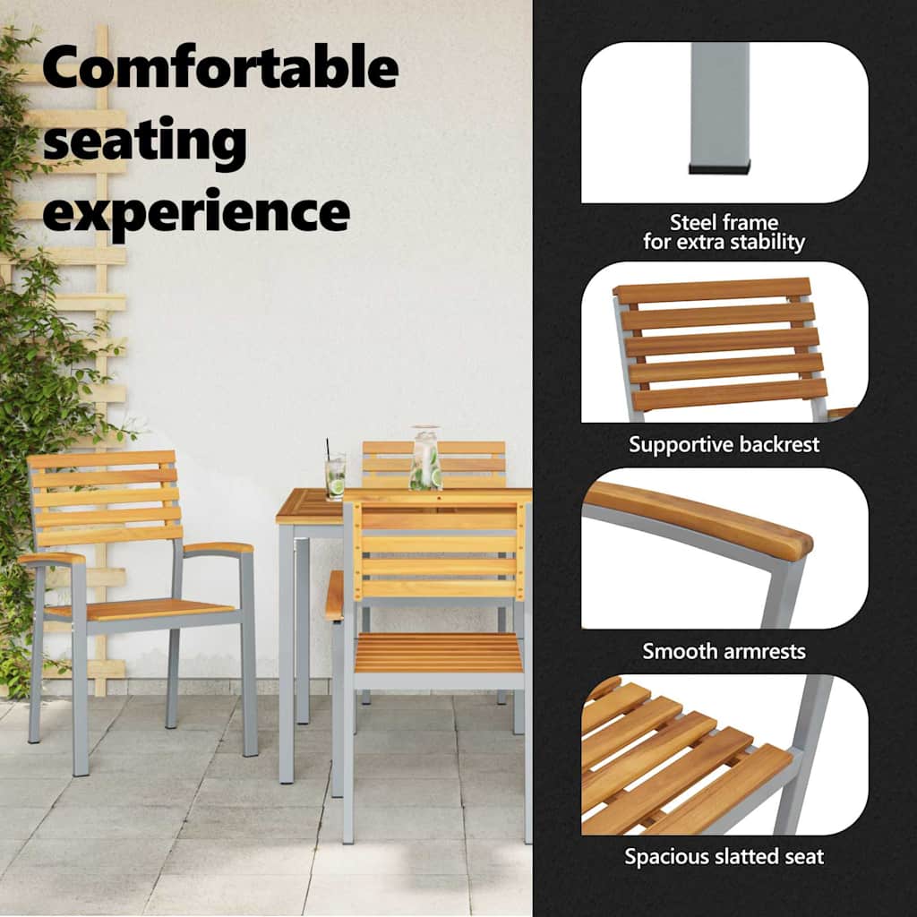 Sodo Kėdė 4 pcs Ruda 56 x 57 x 87cm Akacijos medienos masyvas