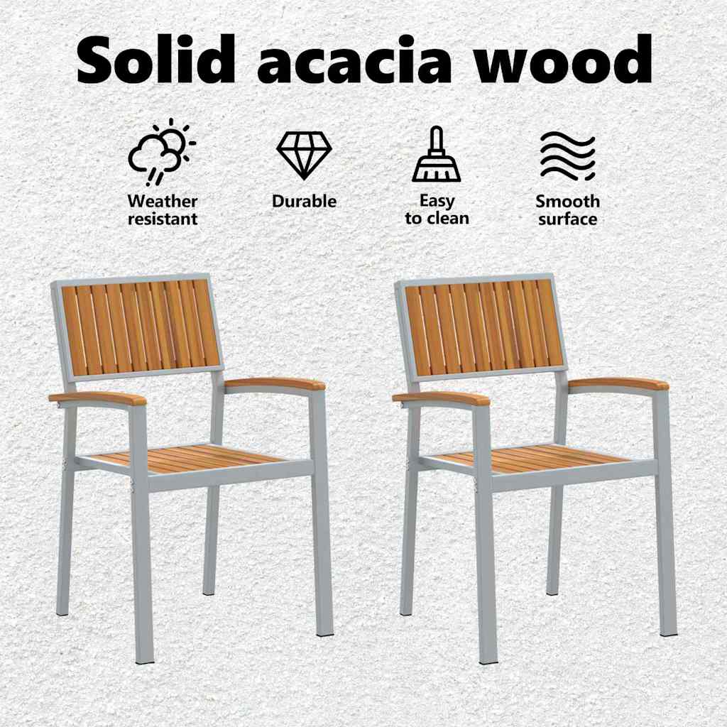 Sodo Kėdė 2 pcs Ruda 56 x 57 x 87cm Akacijos medienos masyvas