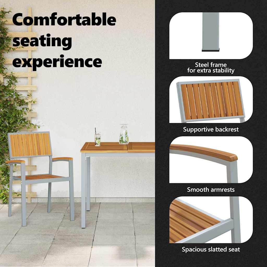 Sodo Kėdė 2 pcs Ruda 56 x 57 x 87cm Akacijos medienos masyvas