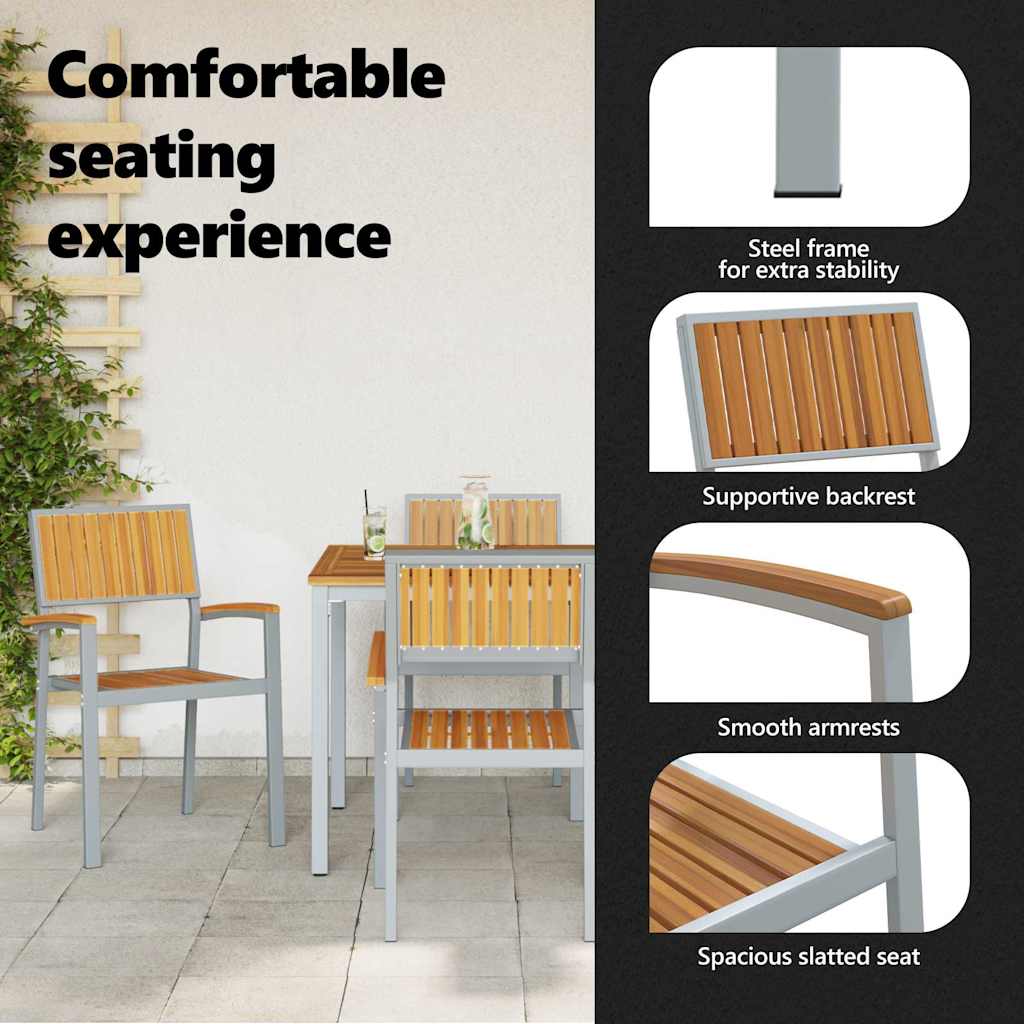 Sodo Kėdė 4 pcs Ruda 56 x 57 x 87cm Akacijos medienos masyvas