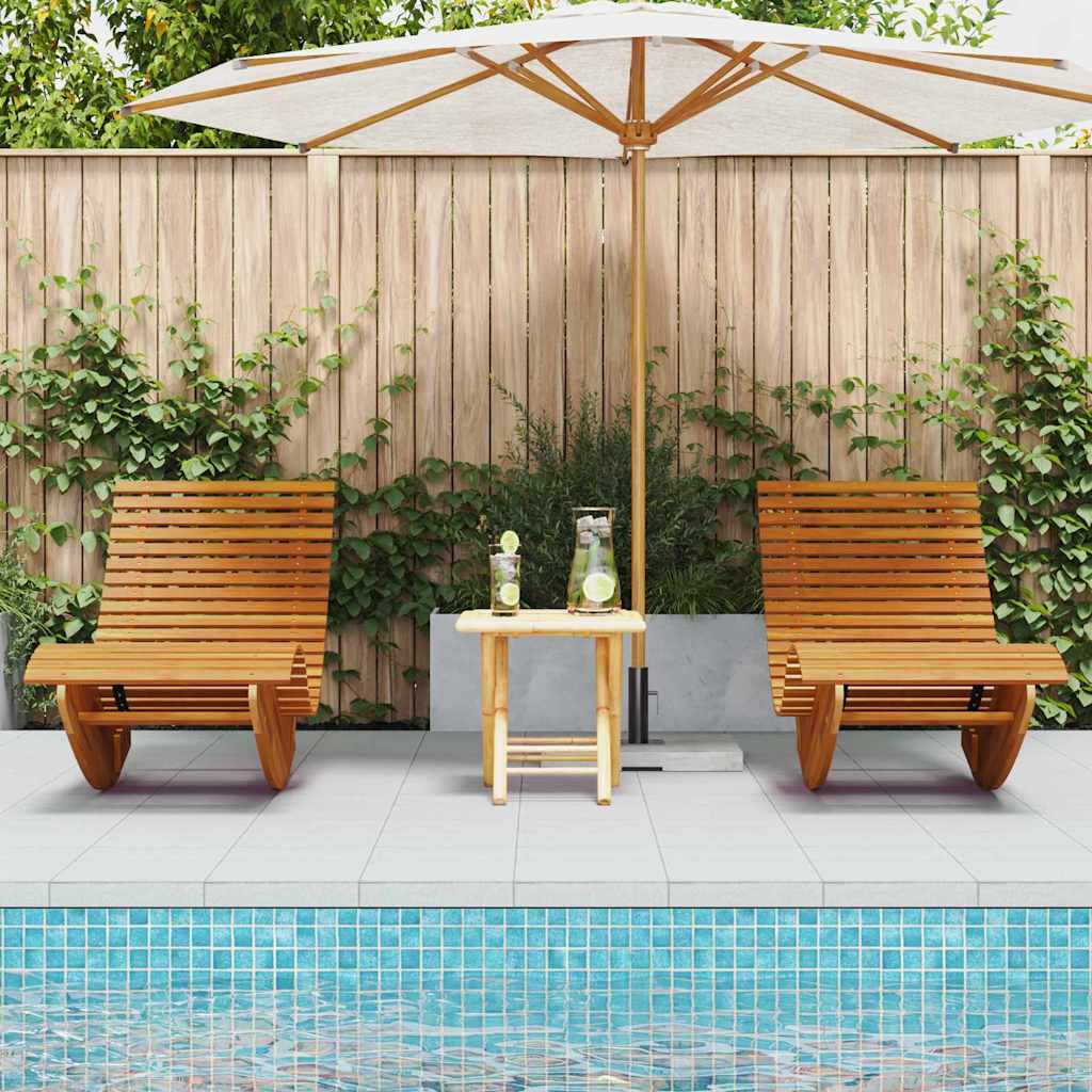 Lova 2 pcs Ruda 154 x 60 x 74 cm Kietos akacijos mediena