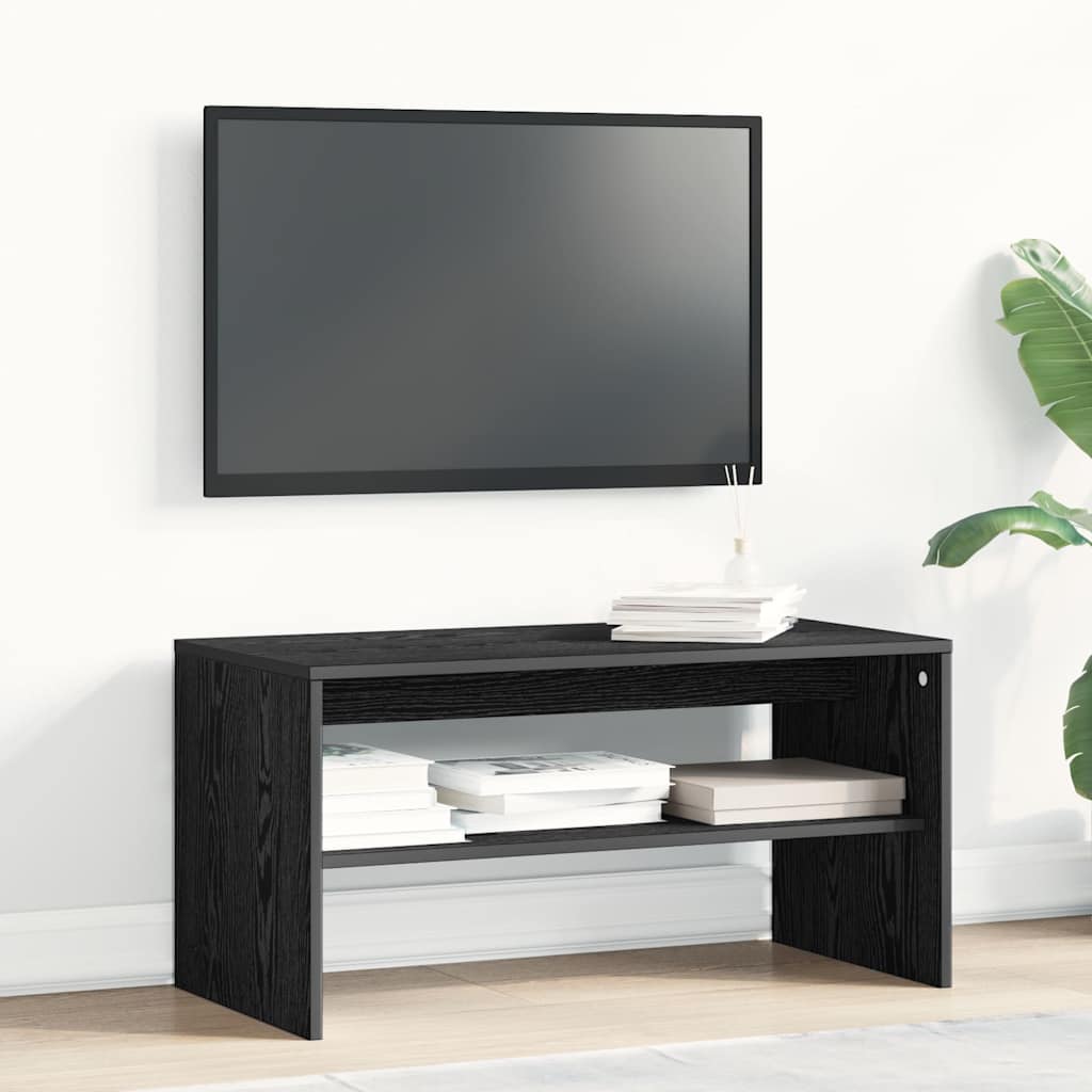 TV cabinet black oak engineered wood