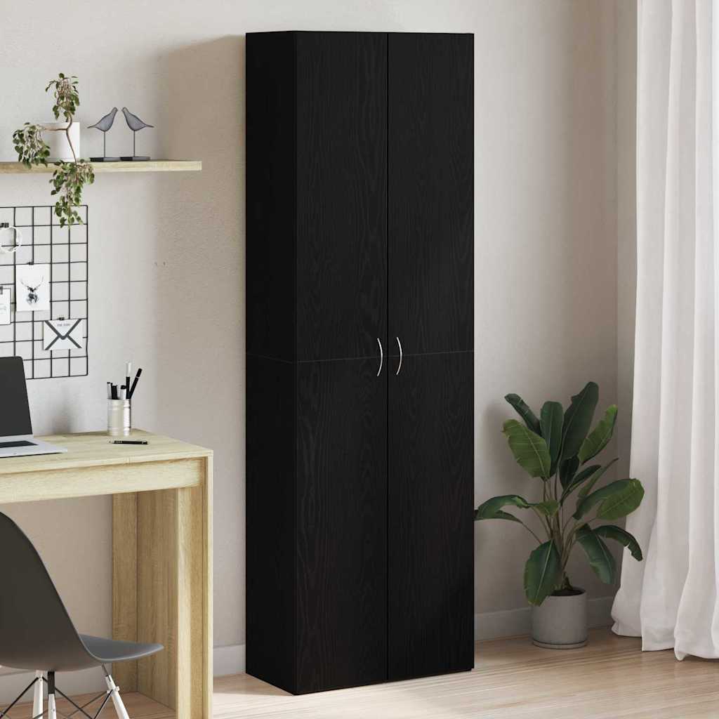 Biuro Spinta Juoda 60x32x190 cm Išdirbtas Medis