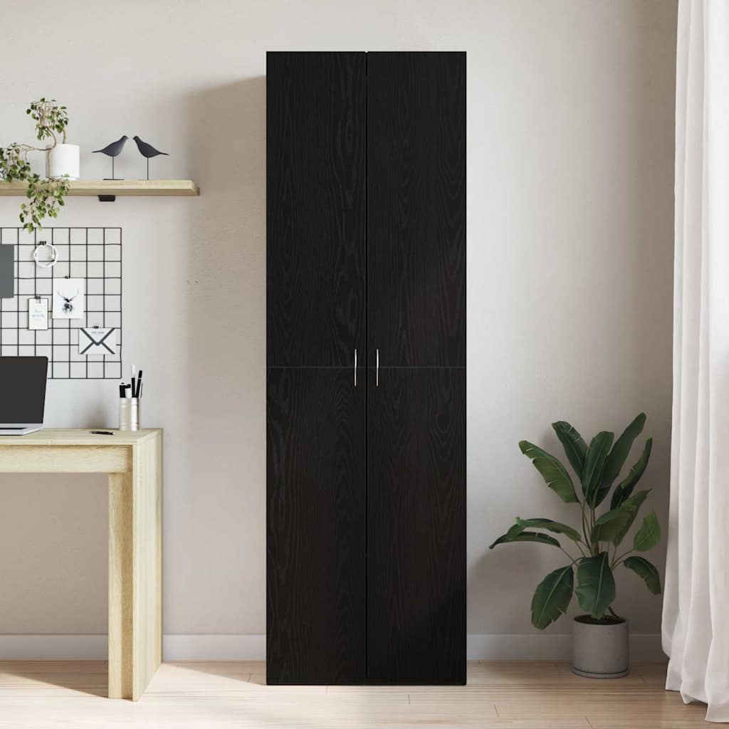 Biuro Spinta Juoda 60x32x190 cm Išdirbtas Medis
